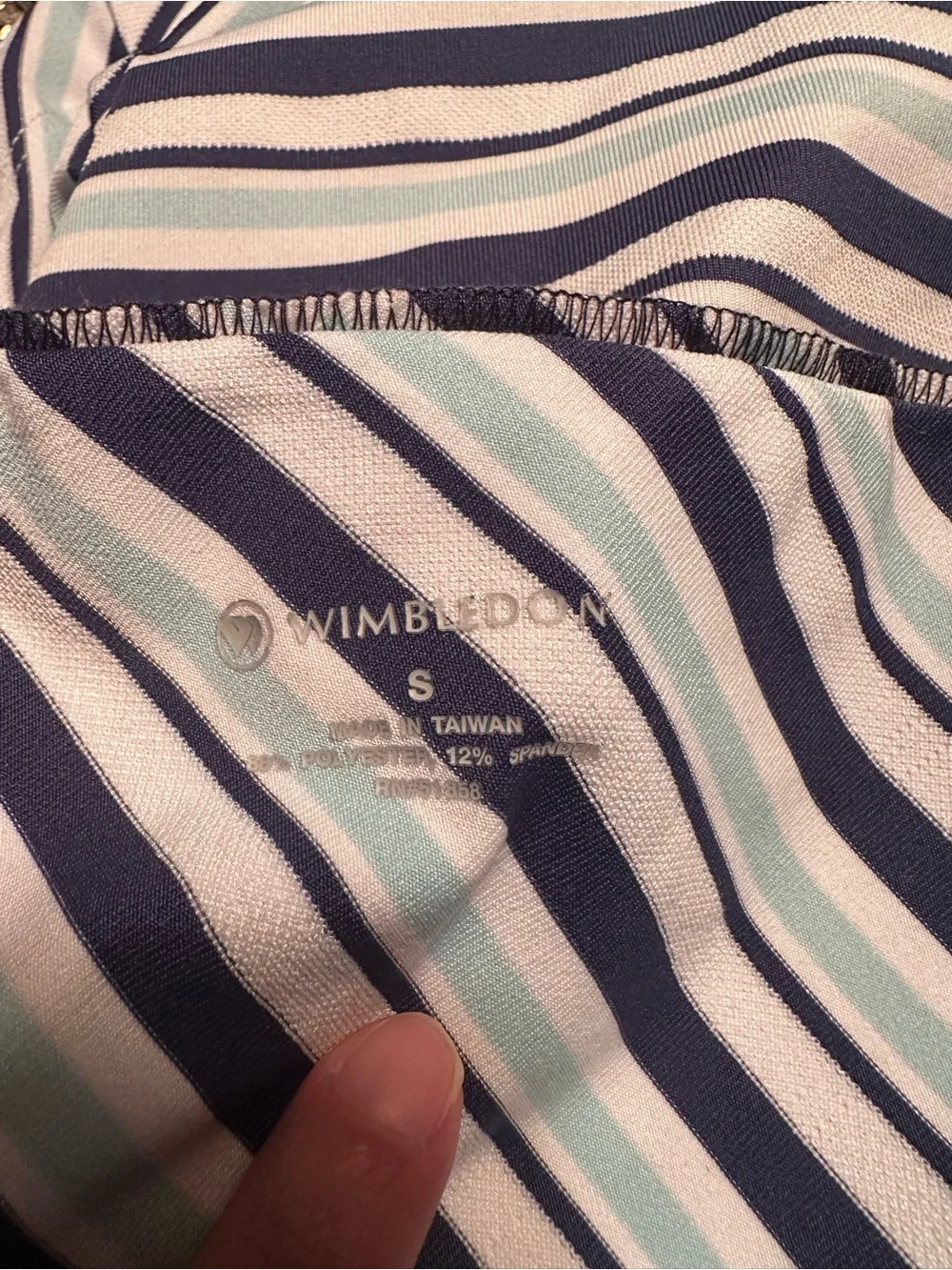 Vtg Wimbledon Diagonal Striped Tennis Skirt in White and Navy Blue Stretchy, S
